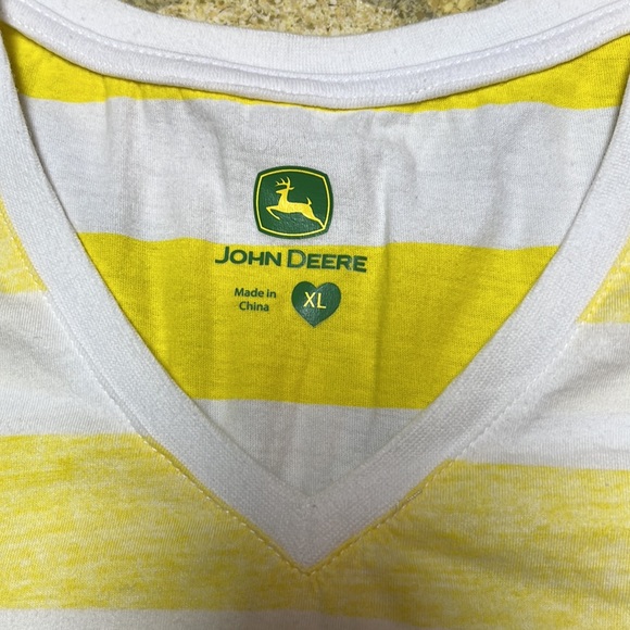 BNWOT John Deere yellow and white striped T-shirt - Picture 2 of 13